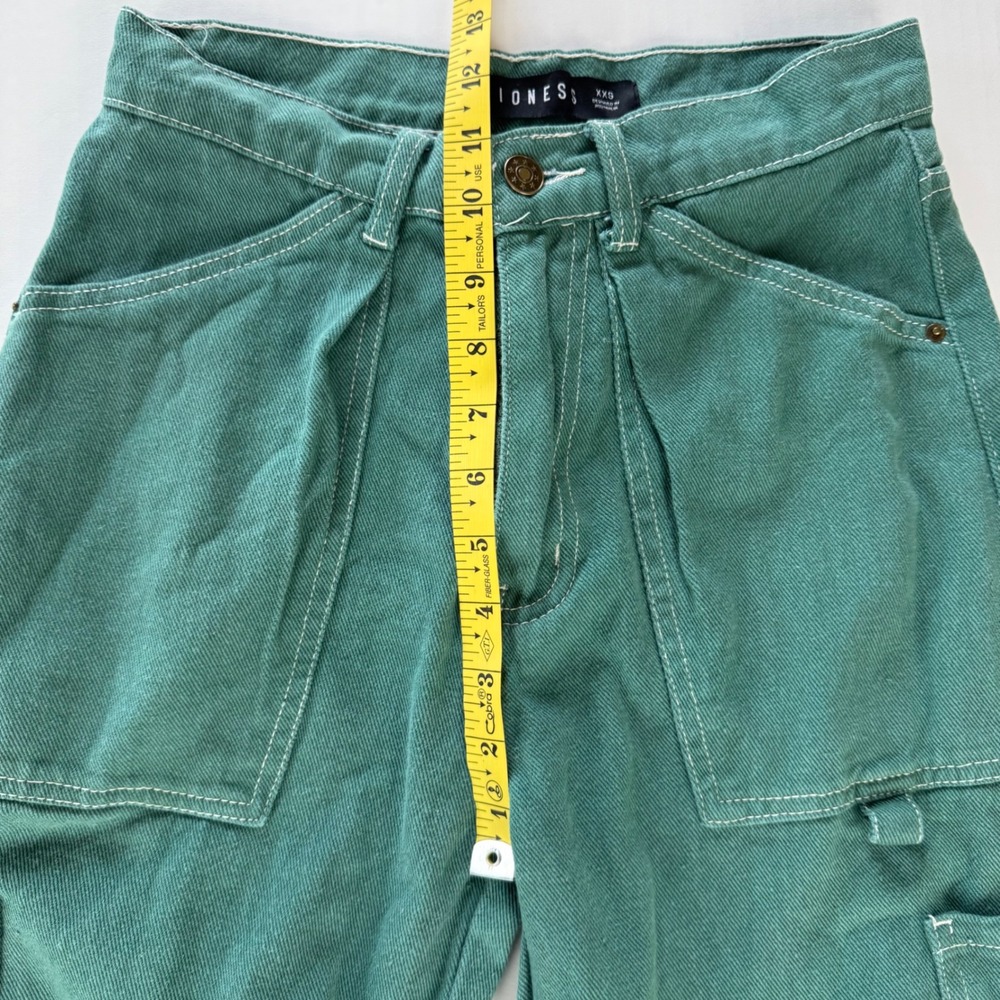 Lioness Miami Vice Green Contrast Stitch Cargo Barrel Leg Carpenter Pants XXS - Picture 9 of 12